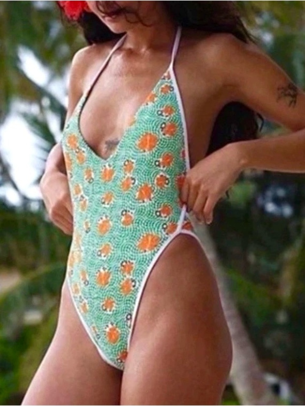 FREE PEOPLE free-est Amber One Piece Swimsuit NEW Size M Botanical Motif